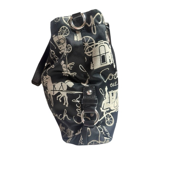 Coach Stage Coach Canvas & Logo Black and Gray Satchel Vintage - Picture 5 of 8